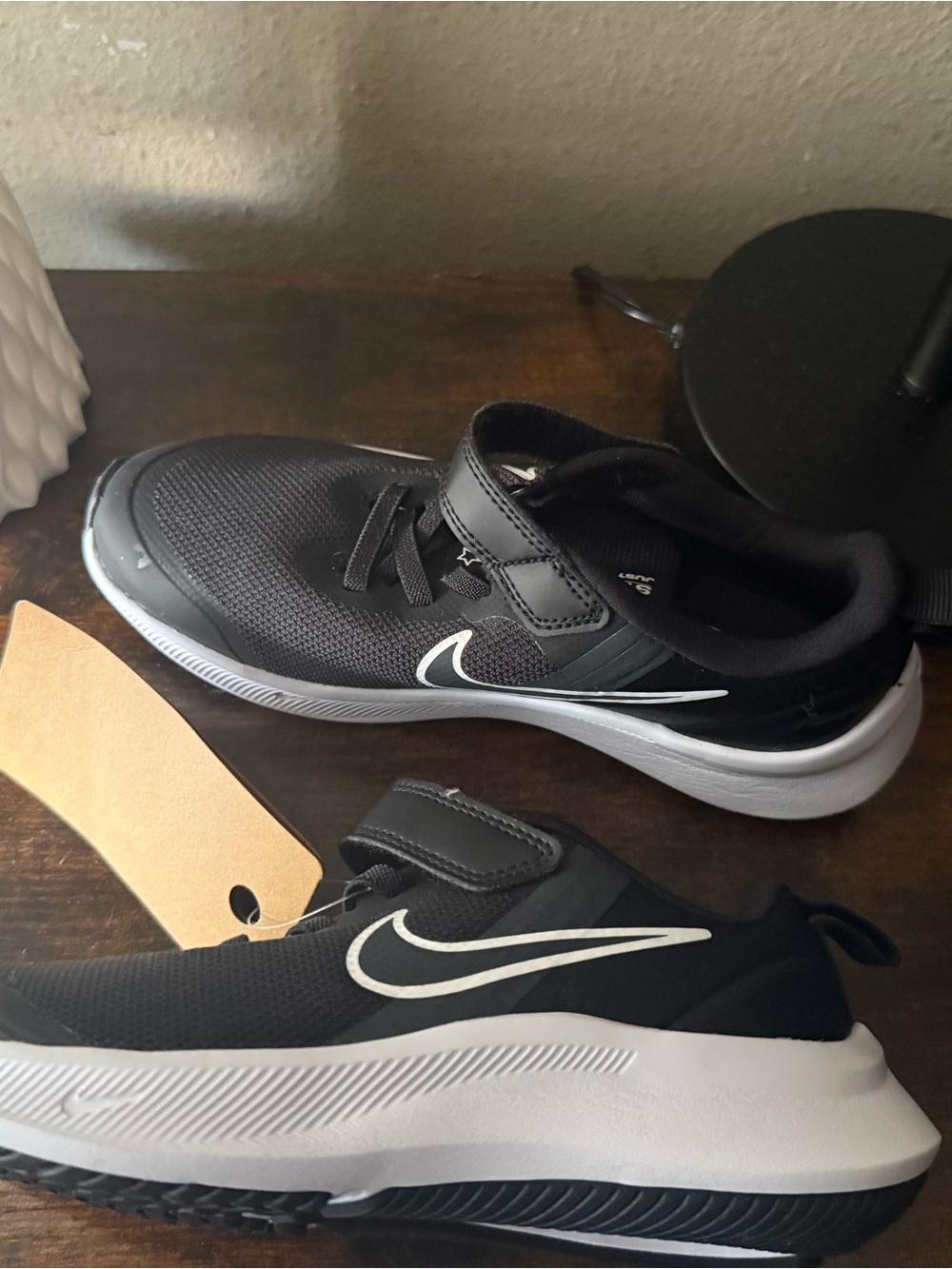 Nike Kids Black and White Velcro Athletic Sneakers